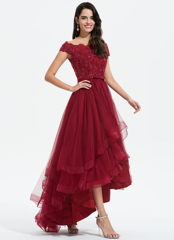 Robe Demoiselle D'Honneur Asymétrique Éclatante - gallery 4