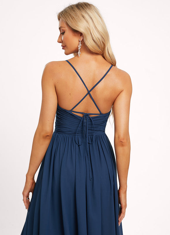 Robe Demoiselle D'Honneur Mousseline Beige - gallery 1