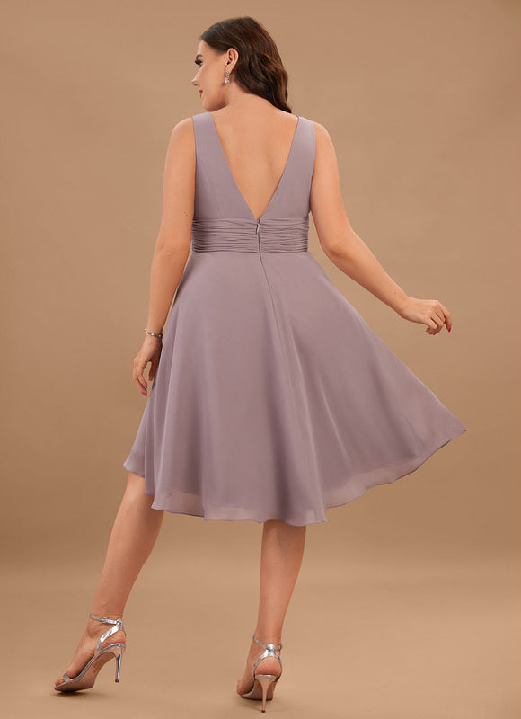 Robe Demoiselle D'Honneur Asymétrique Fluide - gallery 7