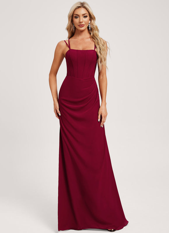 Robe Demoiselle D'Honneur Col Carré Ébène