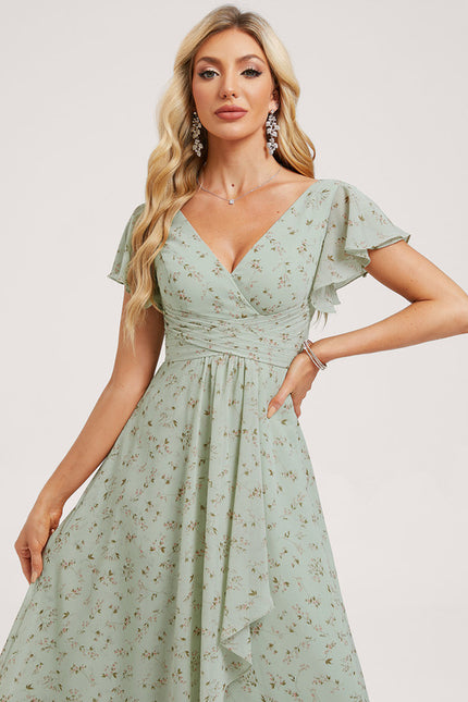Robe Demoiselle D'Honneur À Volants Rose Pâle - gallery 3