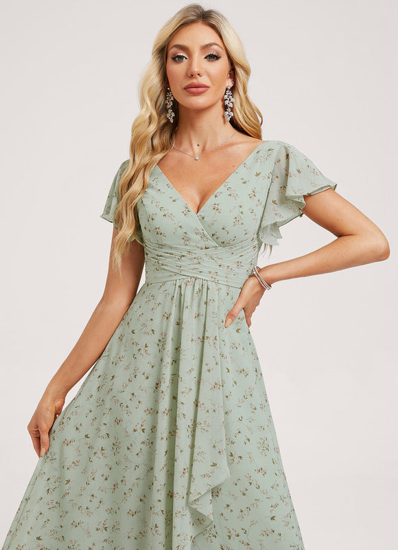 Robe Demoiselle D'Honneur À Volants Rose Pâle - gallery 3