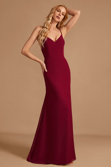 Robe Demoiselle D'Honneur Sirène Bordeaux - gallery 3