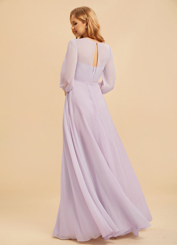 Robe Demoiselle D'Honneur Mousseline Lila - gallery 4