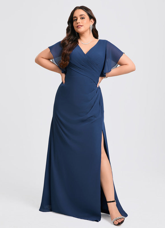 Robe Demoiselle D'Honneur À Volants Rose Pâle - gallery 9