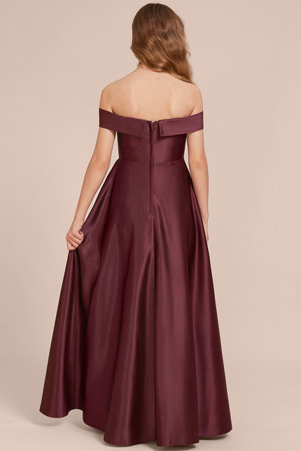 Robe Demoiselle D'Honneur Satin Prune Élégante - gallery 1