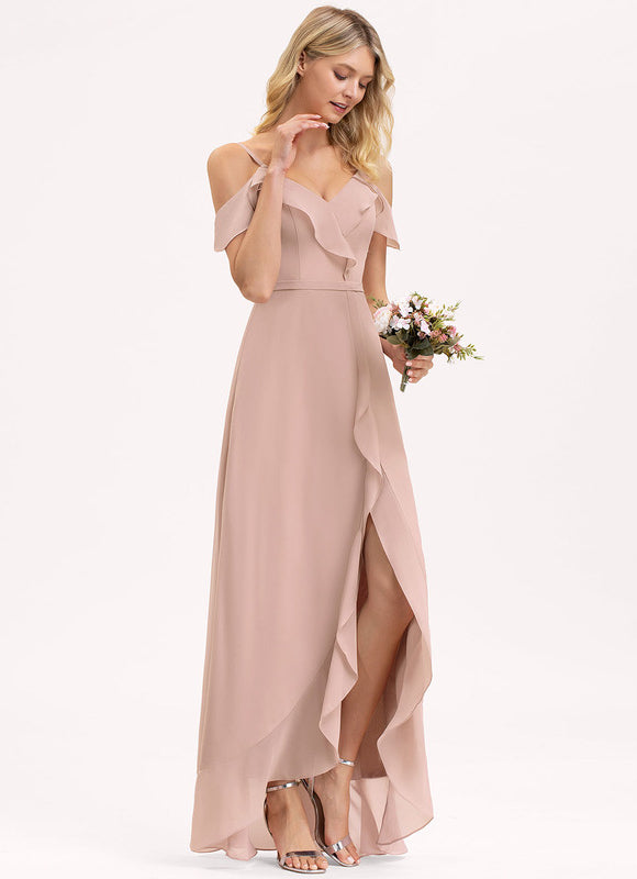 Robe Demoiselle D'Honneur Asymétrique Fluide - gallery 2