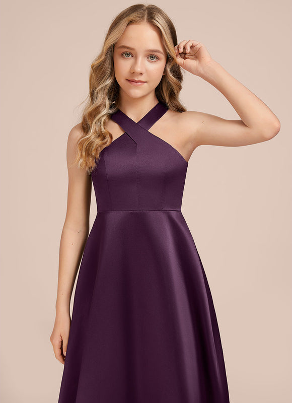 Robe Demoiselle D'Honneur Évasée Prune - gallery 3