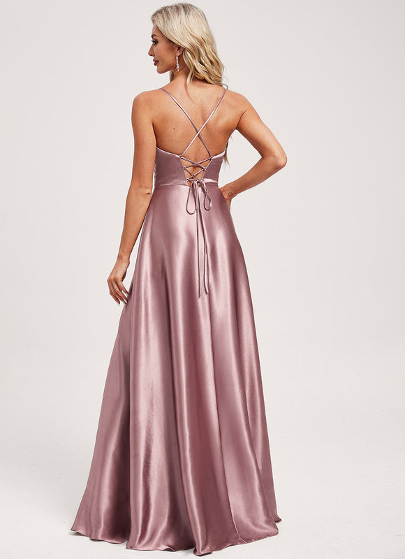 Robe Longue Satin Demoiselle D'Honneur - gallery 4