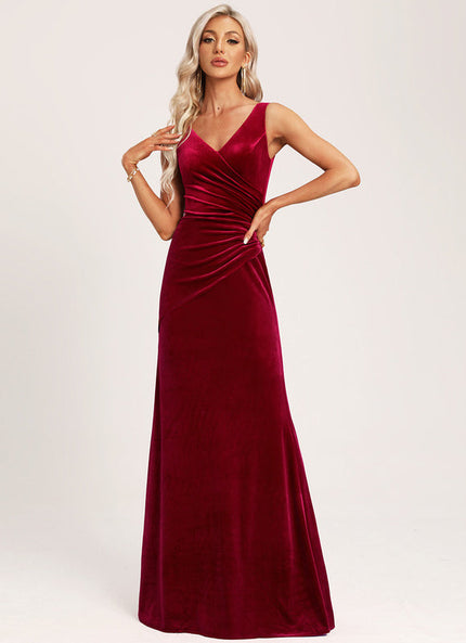 Robe Demoiselle D'Honneur Velours Rubis