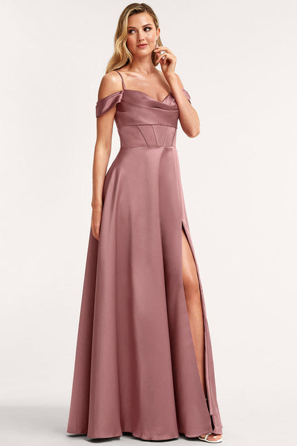 Robe Demoiselle D'Honneur Satinée Mauve - gallery 1