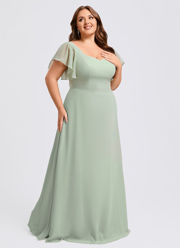 Robe Demoiselle D'Honneur À Volants Rose Pâle - gallery 9