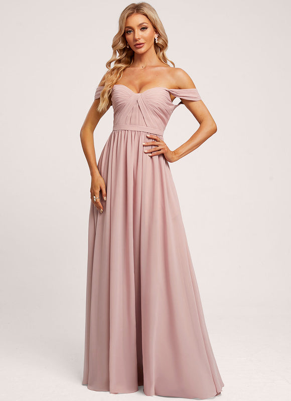 Robe Demoiselle D'Honneur Fluide Rose Doux