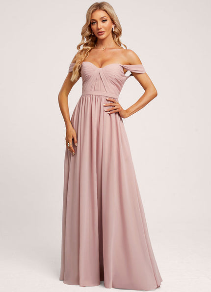 Robe Demoiselle D'Honneur Fluide Rose Doux