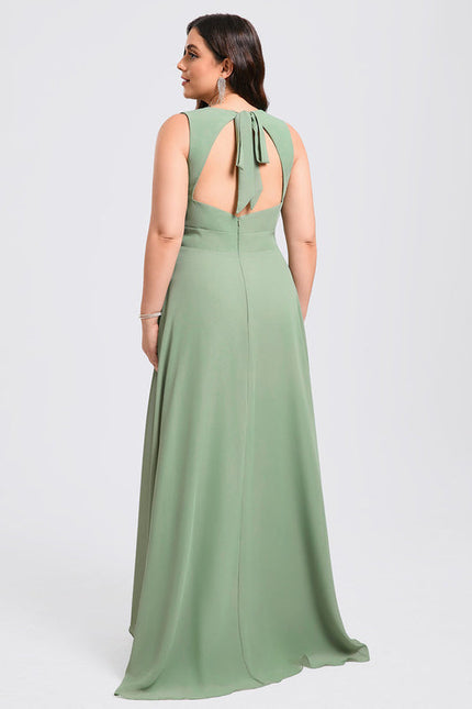 Robe Demoiselle D'Honneur Mousseline Verte - gallery 9