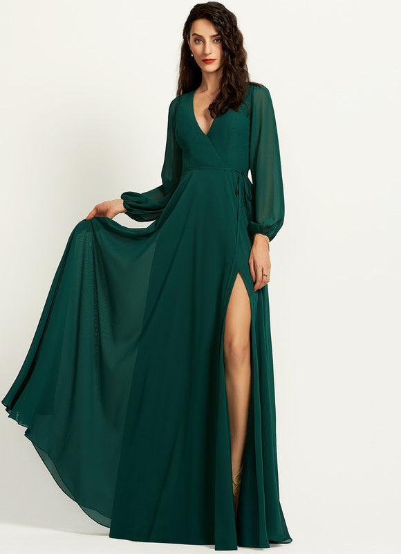 Robe Demoiselle D'Honneur Mousseline Beige - gallery 3