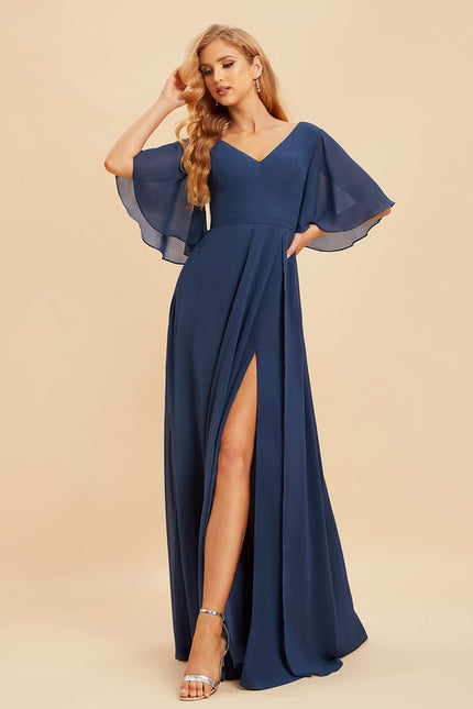 Robe Demoiselle D'Honneur Mousseline Beige - gallery 2