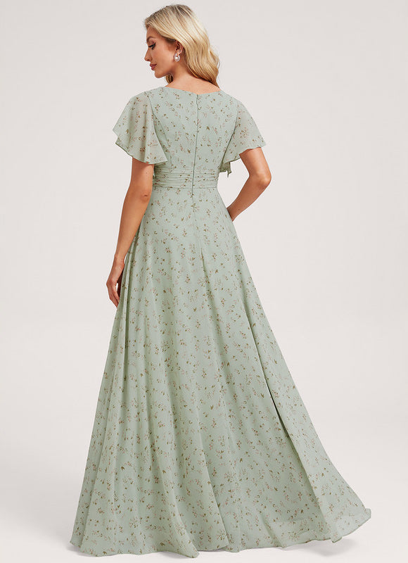 Robe Demoiselle D'Honneur À Volants Rose Pâle - gallery 5