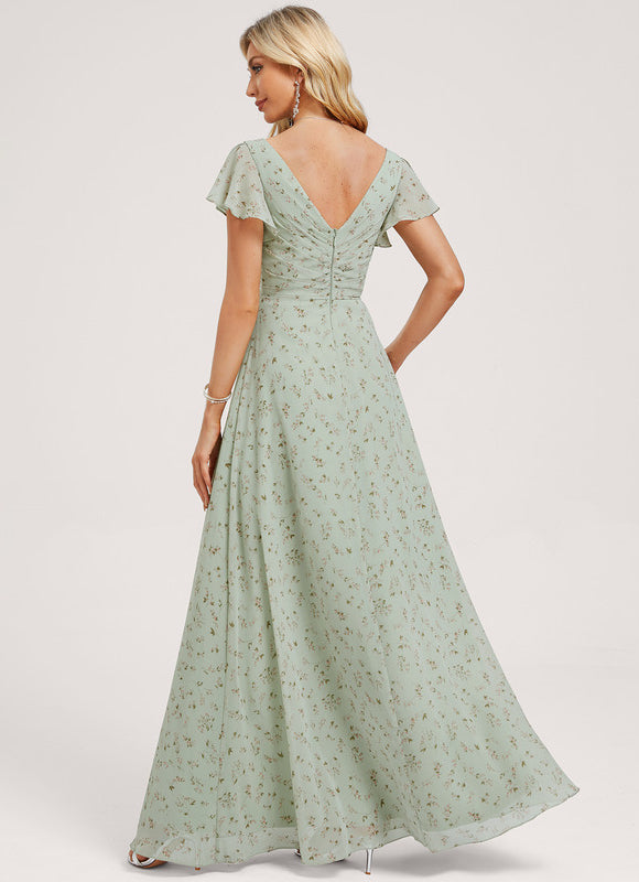 Robe Demoiselle D'Honneur À Volants Rose Pâle - gallery 4