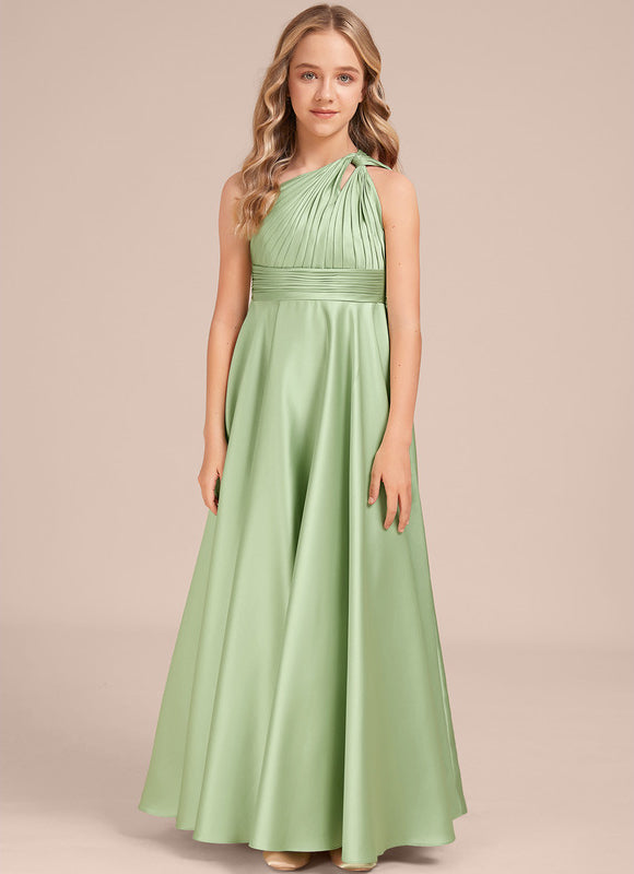 Robe Demoiselle D'Honneur Satinée Asymétrique Junior