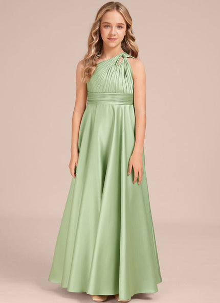Robe Demoiselle D'Honneur Satinée Asymétrique Junior