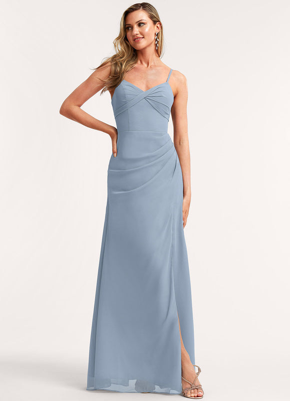 Robe Demoiselle D'Honneur Mousseline Beige - gallery 3