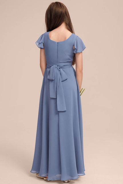 Robe Demoiselle D'Honneur Mousseline Ciel - gallery 4