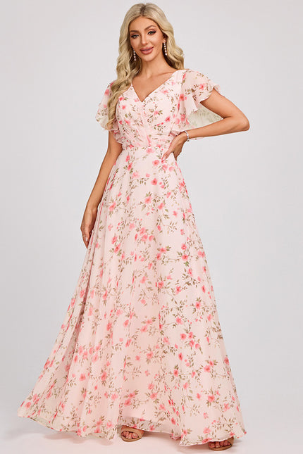 Robe Demoiselle D'Honneur À Volants Rose Pâle - gallery 3