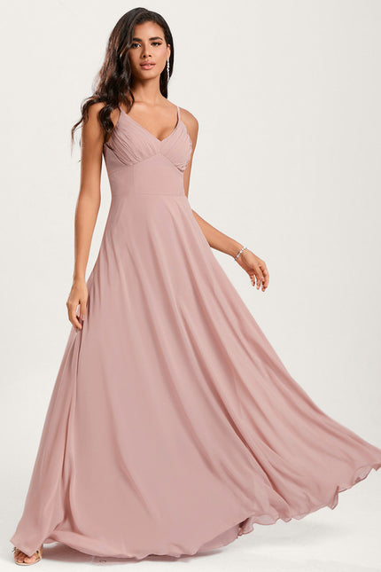 Robe Demoiselle D'Honneur À Volants Rose Pâle - gallery 3