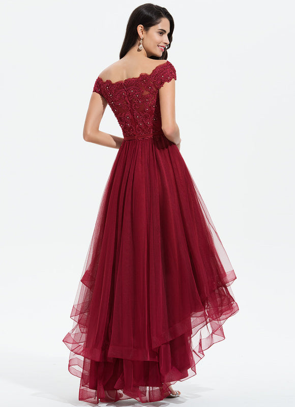 Robe Demoiselle D'Honneur Asymétrique Éclatante - gallery 3