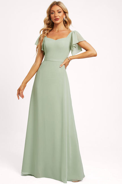 Robe Demoiselle D'Honneur À Volants Rose Pâle - gallery 1
