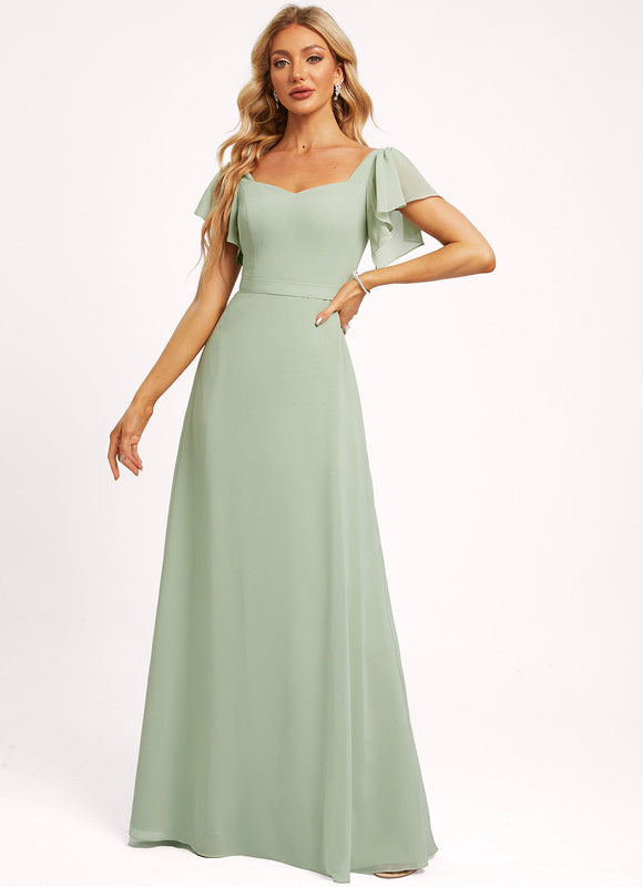 Robe Demoiselle D'Honneur À Volants Rose Pâle - gallery 1