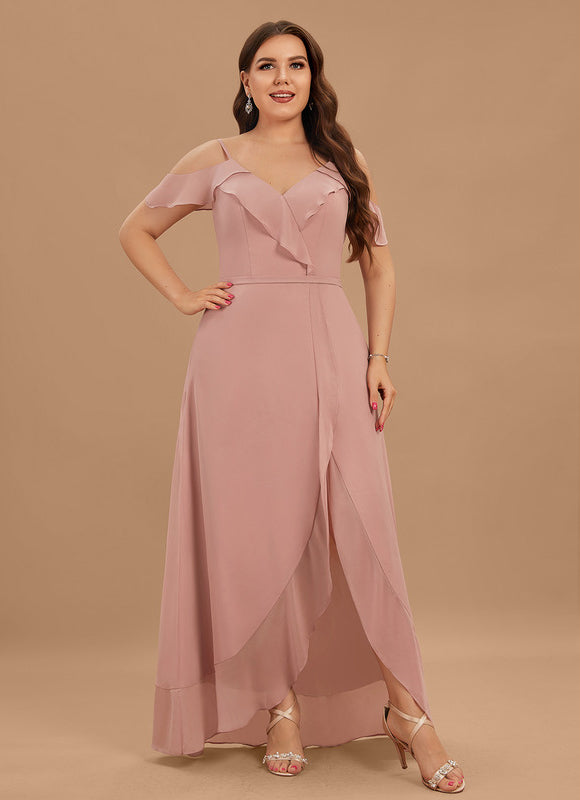 Robe Demoiselle D'Honneur Asymétrique Fluide - gallery 6