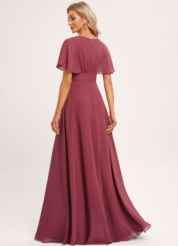 Robe Demoiselle D'Honneur À Volants Rose Pâle - gallery 1