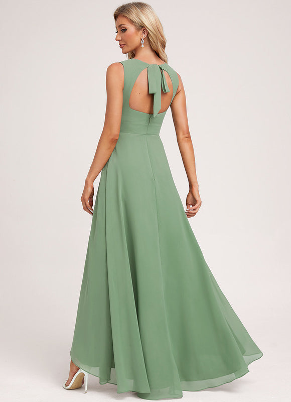 Robe Demoiselle D'Honneur Mousseline Verte - gallery 2