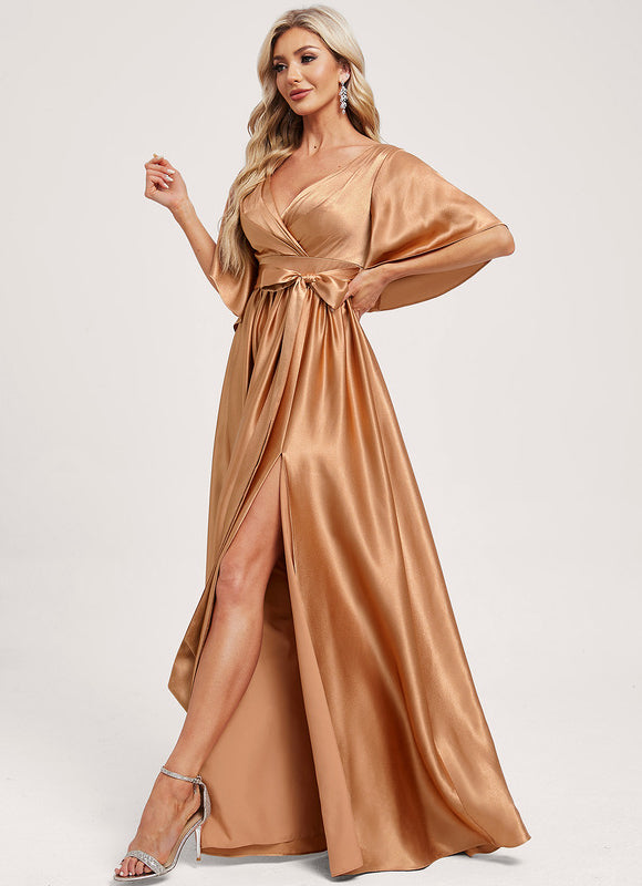 Robe Longue Satin Demoiselle D'Honneur - gallery 1