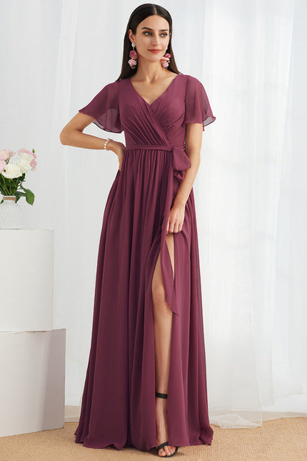 Robe Demoiselle D'Honneur Mousseline Beige - gallery 3