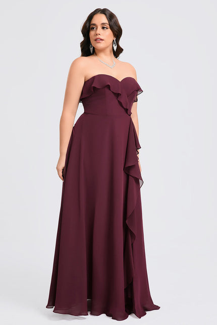 Robe Demoiselle D'Honneur Drapée Bordeaux - gallery 8