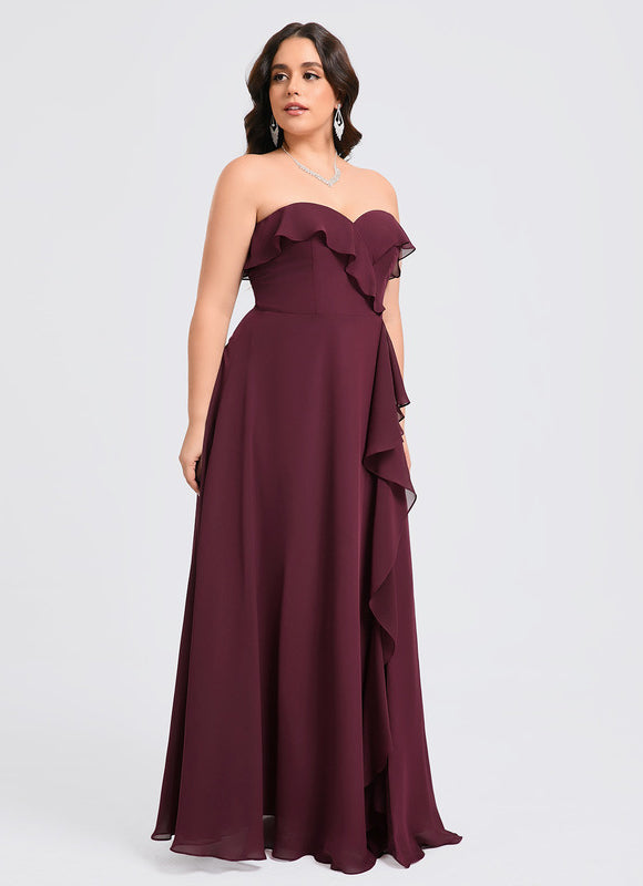 Robe Demoiselle D'Honneur Drapée Bordeaux - gallery 8