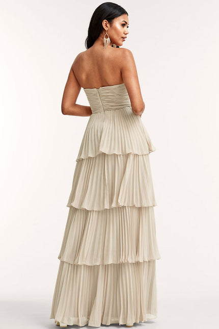 Robe Longue Beige Demoiselle D'Honneur - gallery 4