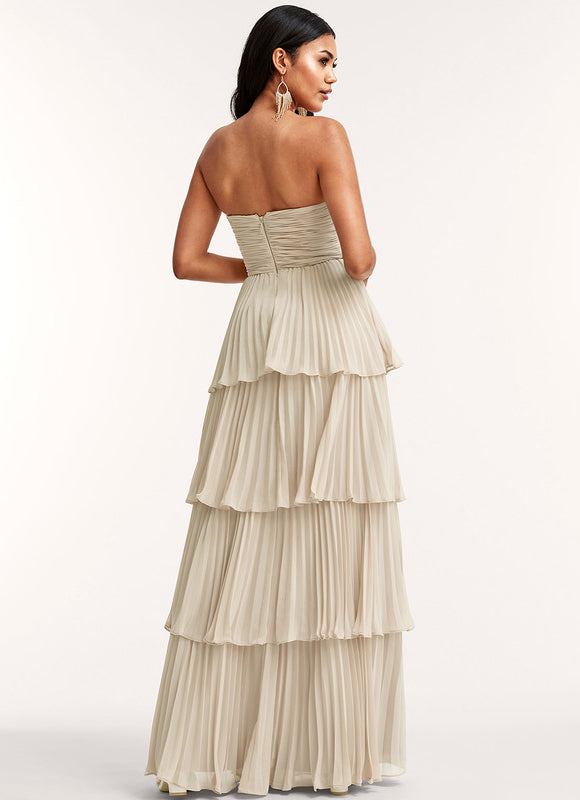 Robe Longue Beige Demoiselle D'Honneur - gallery 4