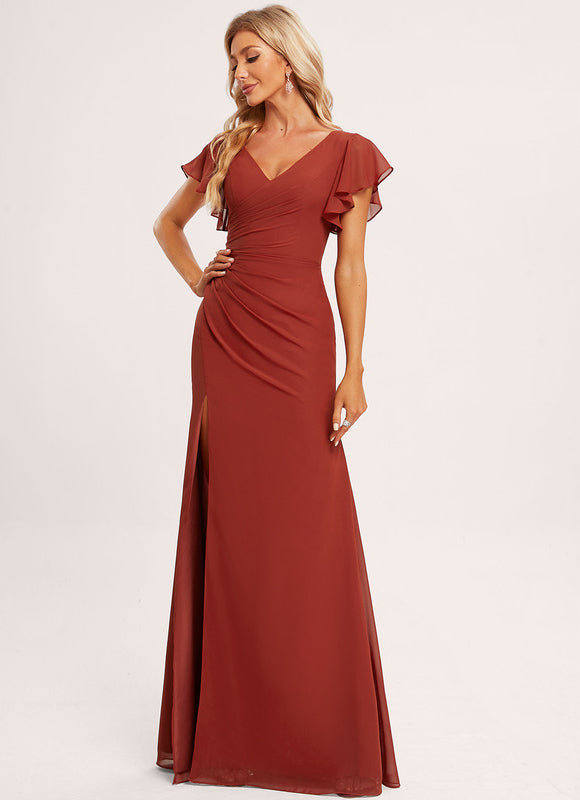 Robe Demoiselle D'Honneur À Volants Rose Pâle - gallery 2