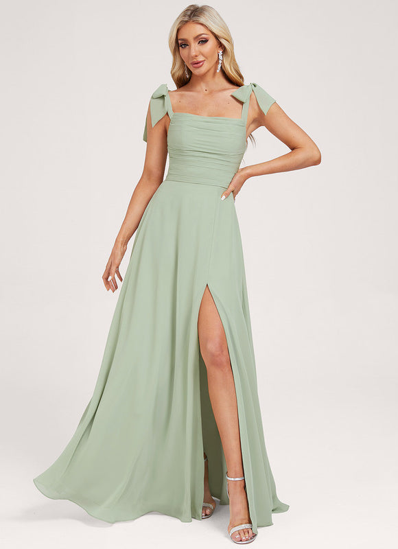 Robe Demoiselle D'Honneur Fluide Vert Tendre