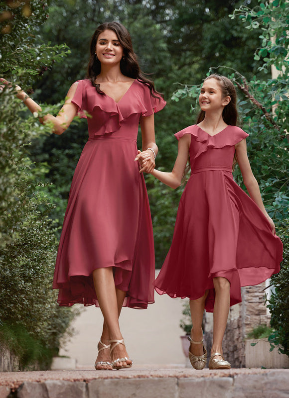 Robe Demoiselle D'Honneur Asymétrique Fluide - gallery 4