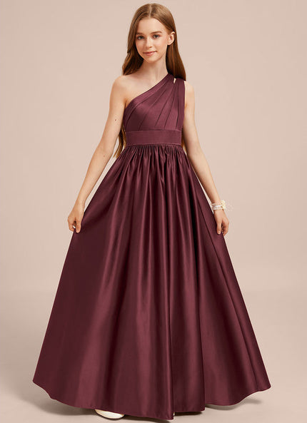 Robe Demoiselle D'Honneur Satinée Asymétrique Junior