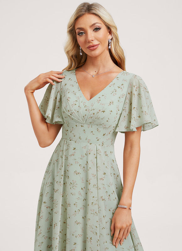 Robe Demoiselle D'Honneur Asymétrique Fluide - gallery 1