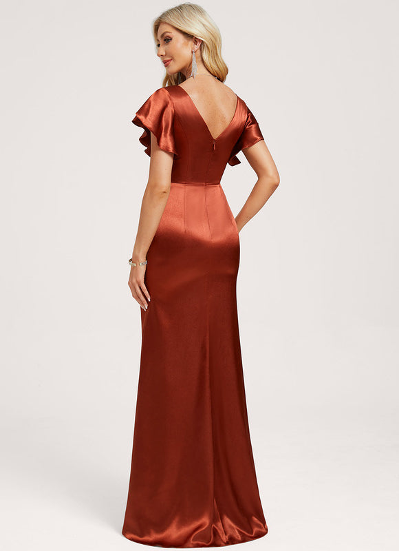 Robe Demoiselle D'Honneur Satin Vert Émeraude - gallery 5