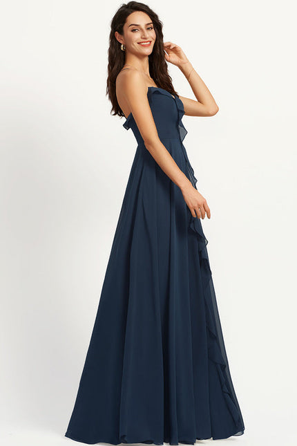 Robe Demoiselle D'Honneur Mousseline Beige - gallery 1