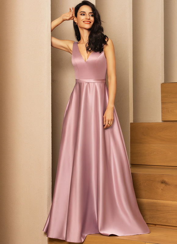 Robe Demoiselle D'Honneur Rose Satin - gallery 2