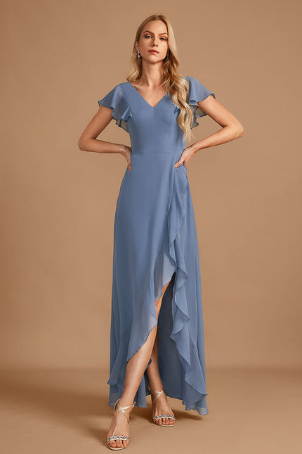 Robe Demoiselle D'Honneur Asymétrique Fluide